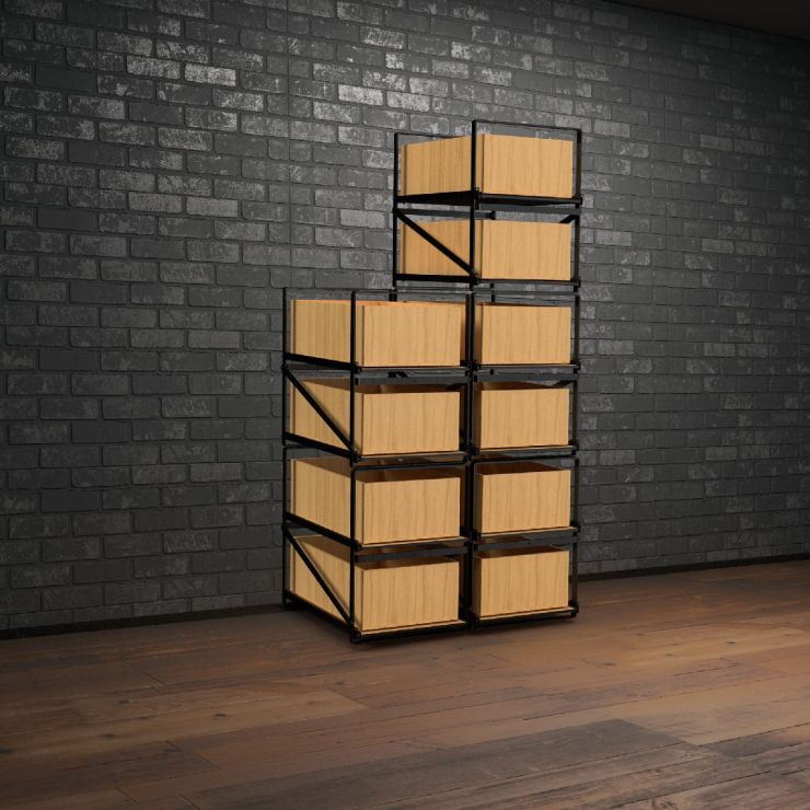 Storage system for 12-bottle wine cases