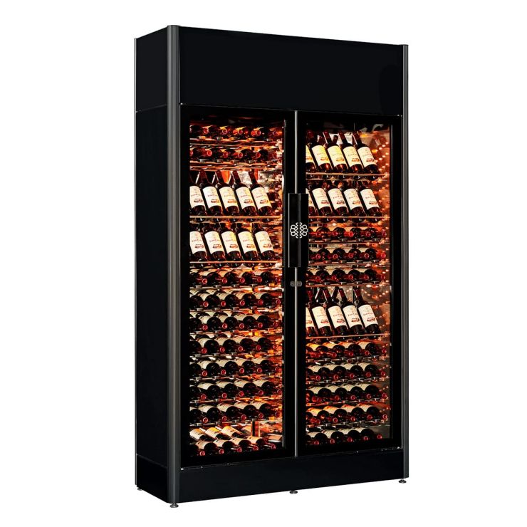 Professional double-door refrigerated wine display cabinet, single temperature, 180 bottles - ShowCave