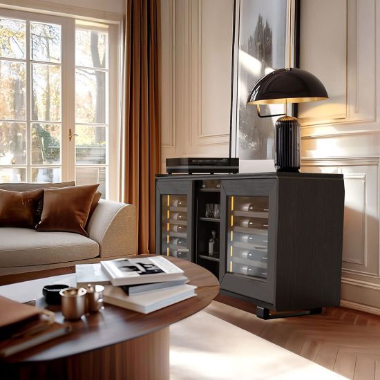 2-temperature sideboard wine cabinet in brown smoked - Harmonie