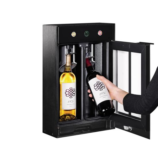 2-bottle wine bar - brings wine to the correct temperature and preserves open bottles 2-bottle wine bar - brings wine to the correct temperature and preserves open bottles