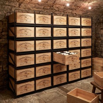 Pull-out storage for wine cases - from 24 bottles