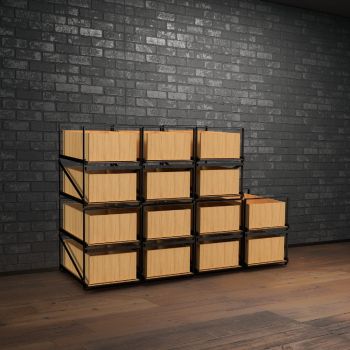 Storage system for 12-bottle wine cases