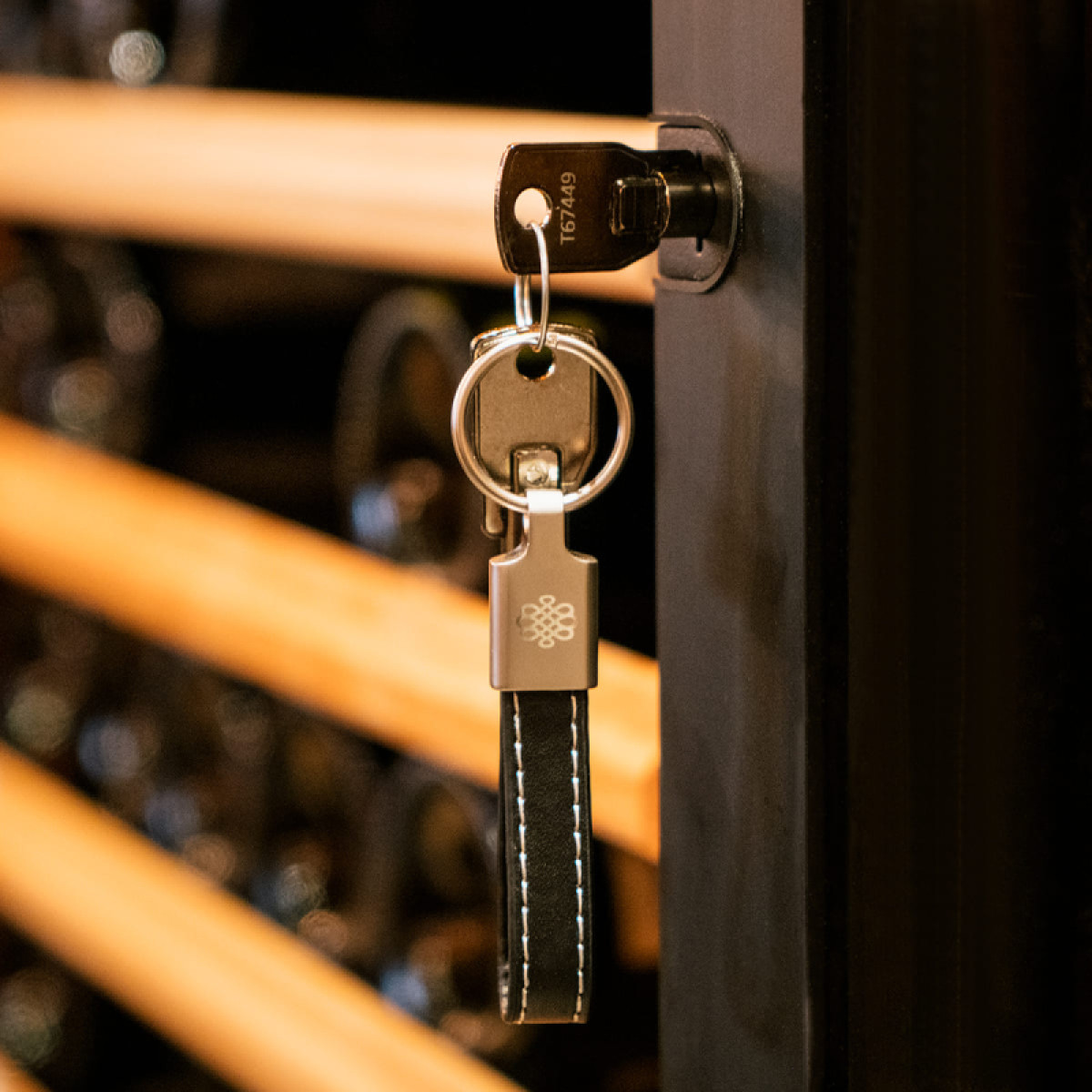 Porte avec serrure intégrée et cle pour des bouteilles de vin en sécurité - caves Pure EuroCave