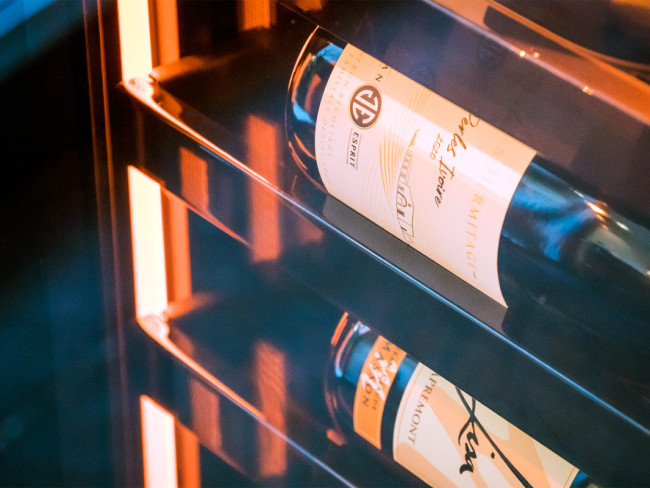 Integrated mood lighting throughout the wine cellar to beautifully showcase your wine collection.