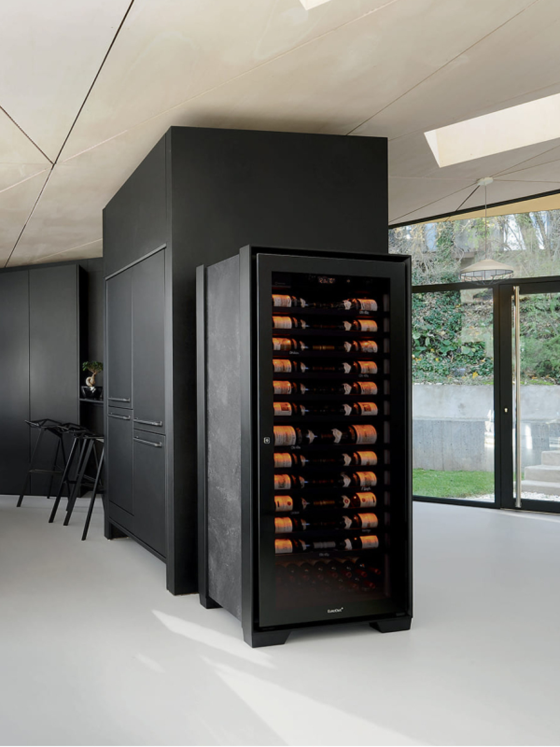 The Royal service wine cooler installed in an open kitchen - highlights your exceptional bottles.