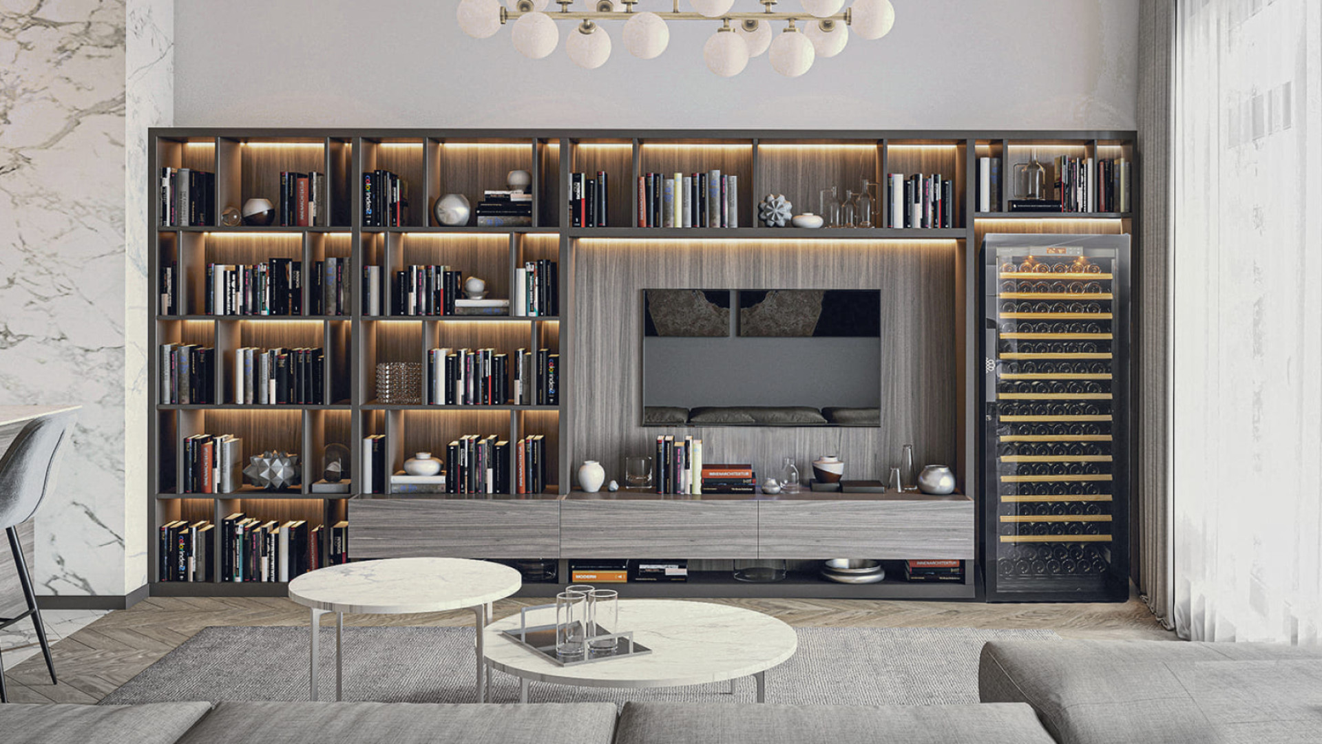 Design aging wine cabinet in the living room which fits perfectly into the interior decoration with its fully glazed door. - EuroCave Pure Design aging wine cabinet in the living room which fits perfectly into the interior decoration with its fully glazed door. - EuroCave Pure
