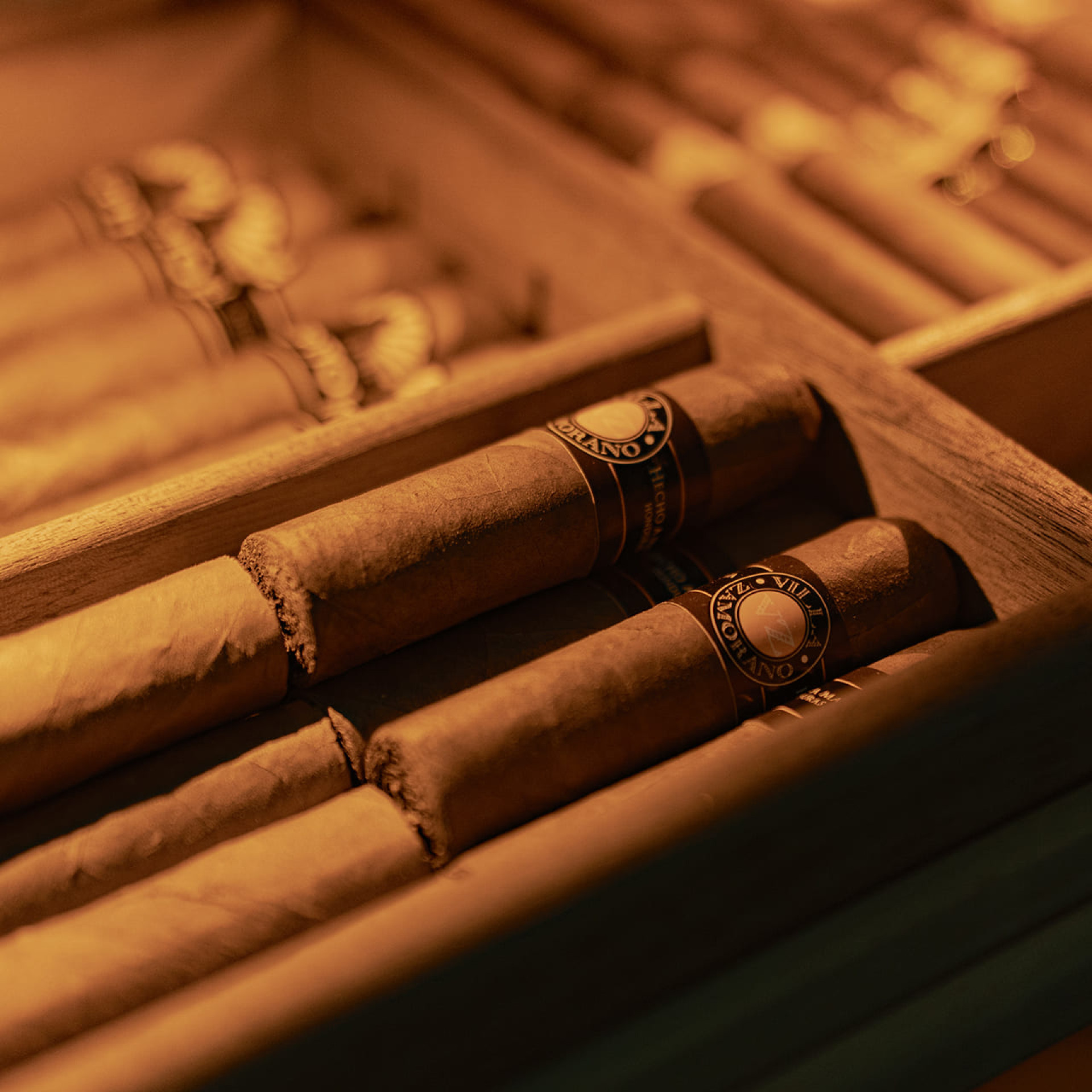 Individual cigar storage with repositionable wooden compartments. Organize your collection in your closet.