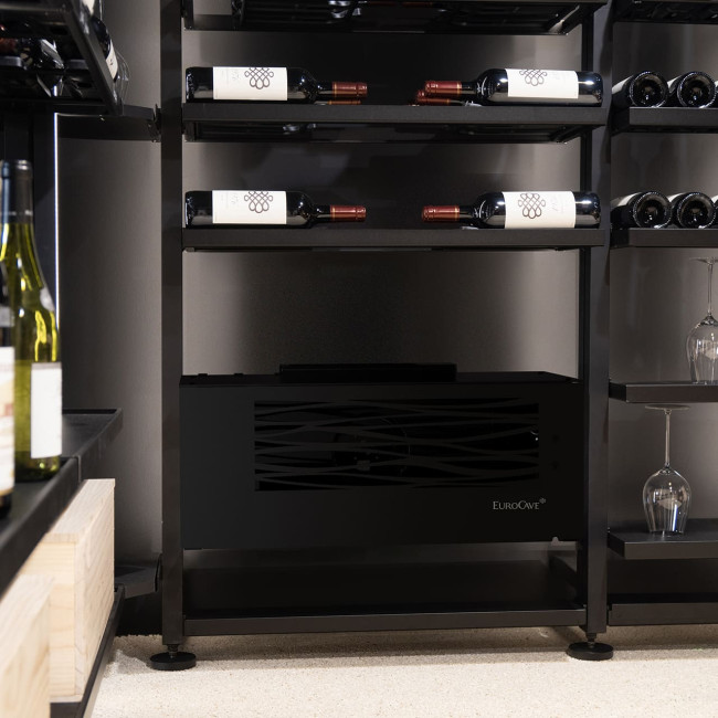 Small split water-cooled black wine cellar conditioner. Wall- or floor-mounted. Optimal wine preservation with stable temperature and humidity. Small split water-cooled black wine cellar conditioner. Wall- or floor-mounted. Optimal wine preservation with stable temperature and humidity.