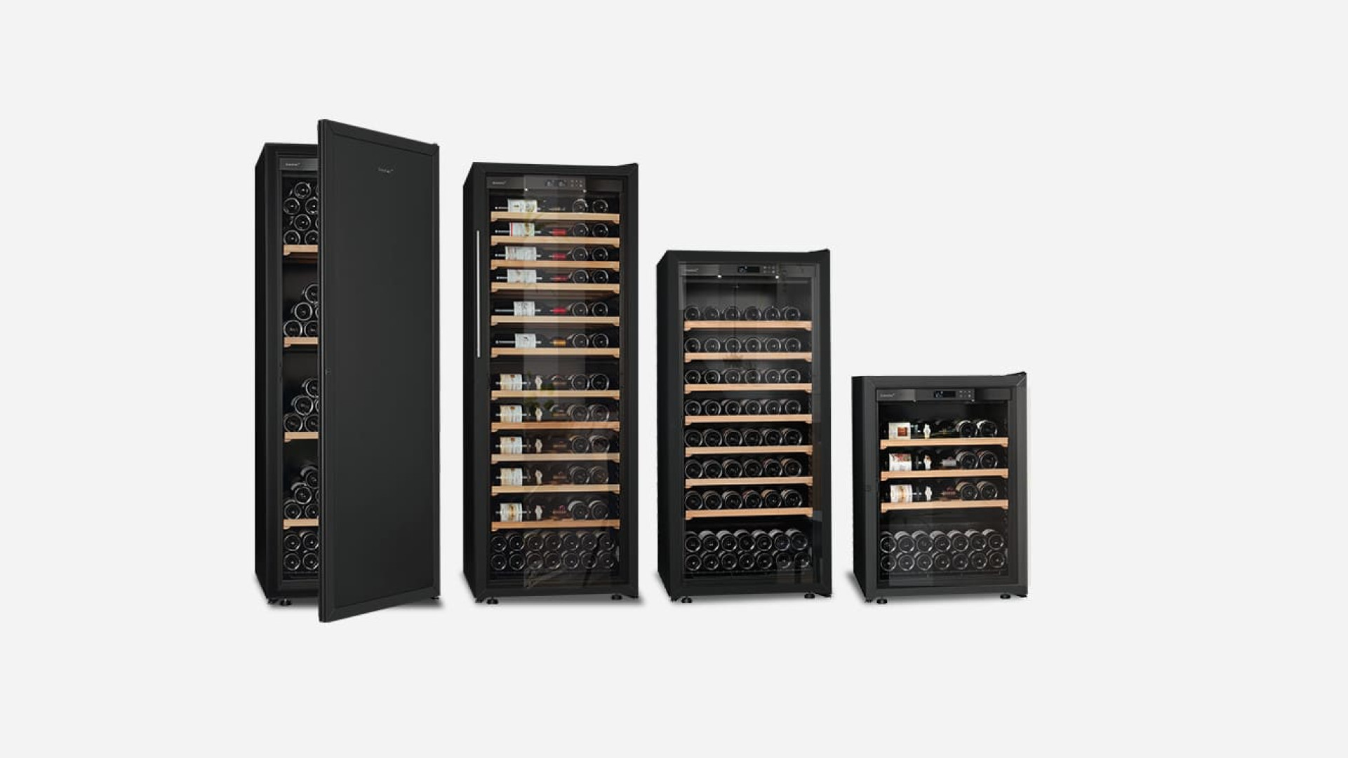 When purchasing the wine cooler, you will have the choice between 2 functions, 4 doors and 3 sizes - La Première EuroCave range When purchasing the wine cooler, you will have the choice between 2 functions, 4 doors and 3 sizes - La Première EuroCave range