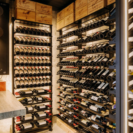 Wine collection safely stored in a prestigious cellar layout with EuroCave’s Modulo-X modular steel racks. Wine collection safely stored in a prestigious cellar layout with EuroCave’s Modulo-X modular steel racks.