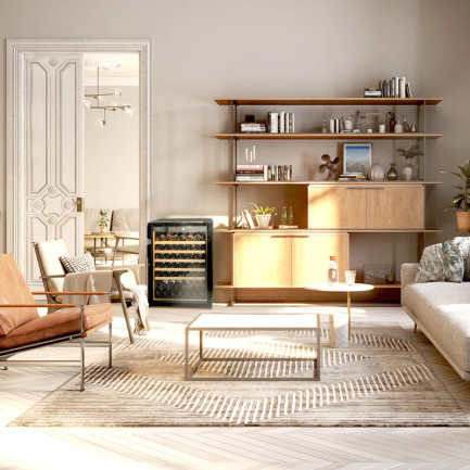 Small freestanding wine ageing fridge in the living room - EuroCave Revelation