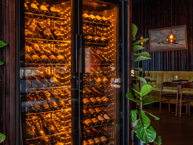 ShowCave wine display cabinet in Nice Guy restaurant in Dubai, built-in
