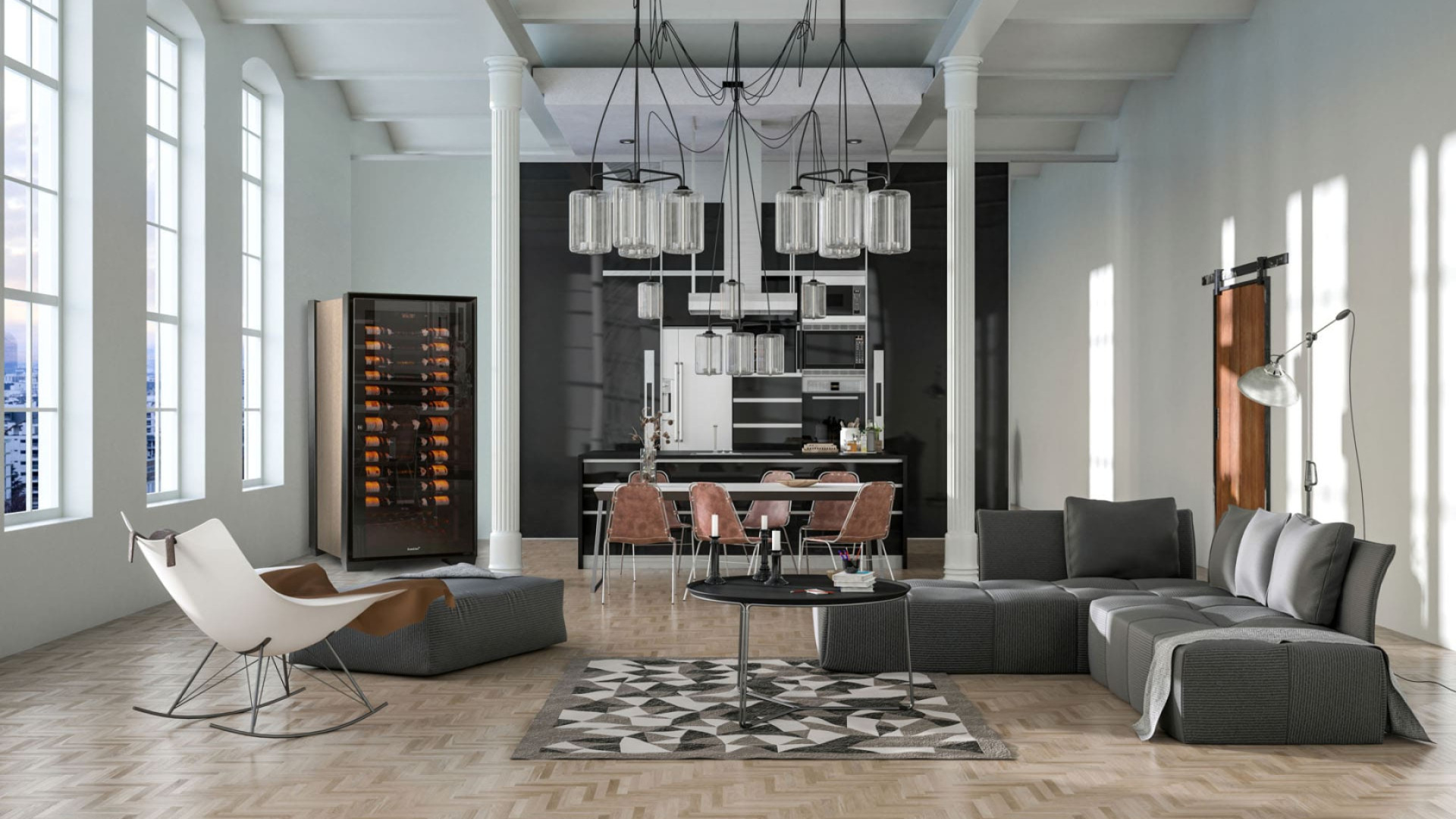 The best aging wine cabinet in the world installed in an apartment with character, modern plateau, with elegant designer furniture. - Royale EuroCave The best aging wine cabinet in the world installed in an apartment with character, modern plateau, with elegant designer furniture. - Royale EuroCave
