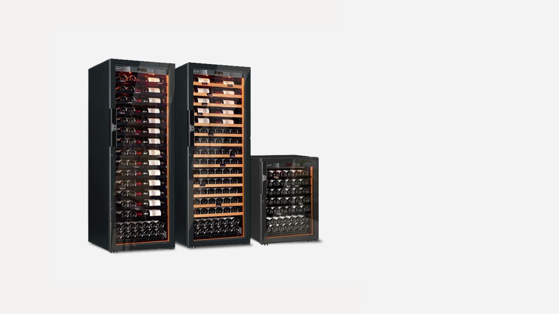 When purchasing this aging wine cabinet, you have the choice between 2 sizes: small model and large model, several storage configurations, 2 shelf colors